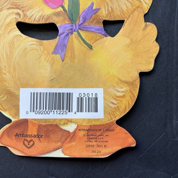 VTG Unused Hallmark Die Cut Greeting Card Adorable Yellow Chick Fuzzy 70/80s - Picture 4 of 7